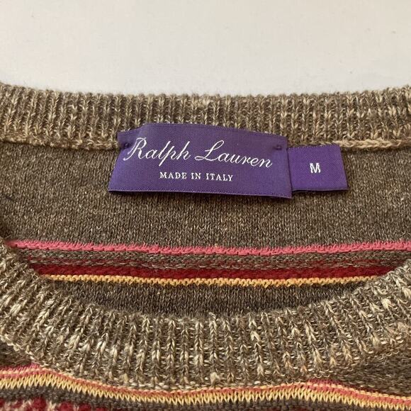 Ralph Lauren Purple Label Men’s Silk Wool Cashmere Crewneck Sweater Stripe M - Picture 4 of 8